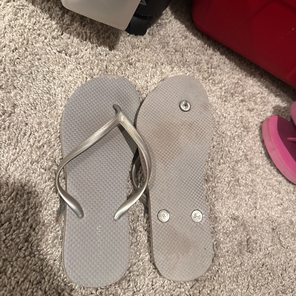 Silver Flip Flops